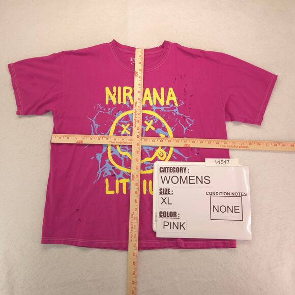Nirvana Band Crew Neck Graphic Short Sleeve T Shirt Womens Size XL Pink - Picture 5 of 9